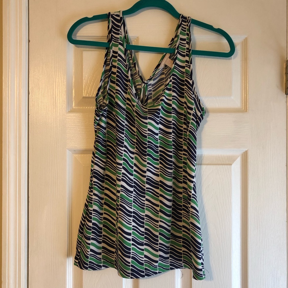 Banana republic, navy, green, white striped tank blouse  size small